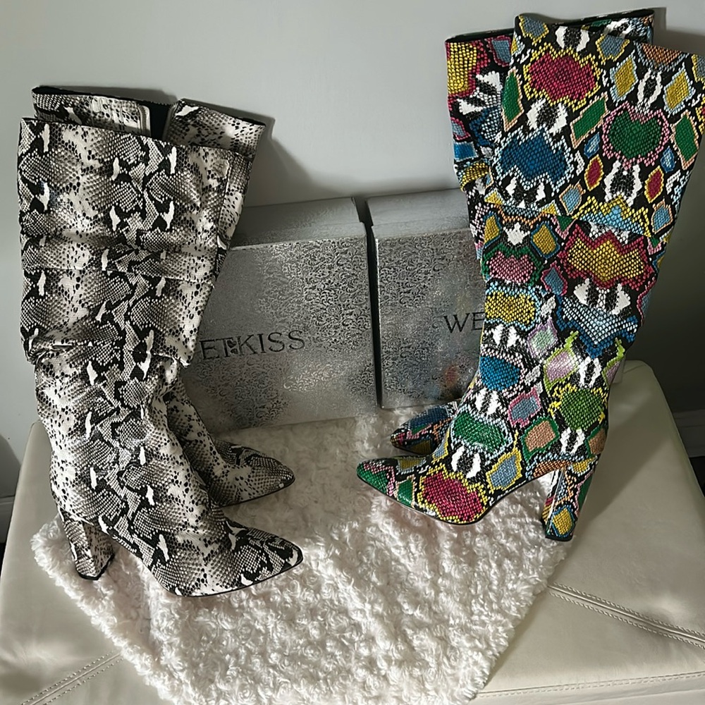 Faux Snake Print Boots